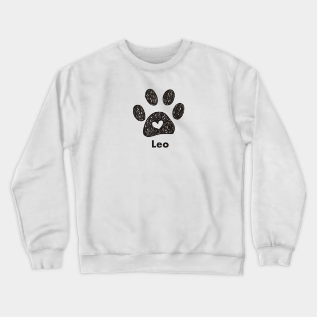 Leo name made of hand drawn paw prints Crewneck Sweatshirt by GULSENGUNEL